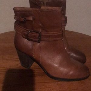 Tan leather booties
